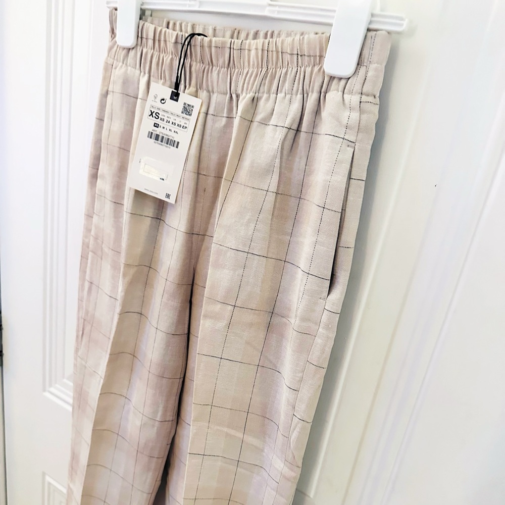 NWT Zara Cropped Cuffed Plaid Pants XS - Picture 6 of 12